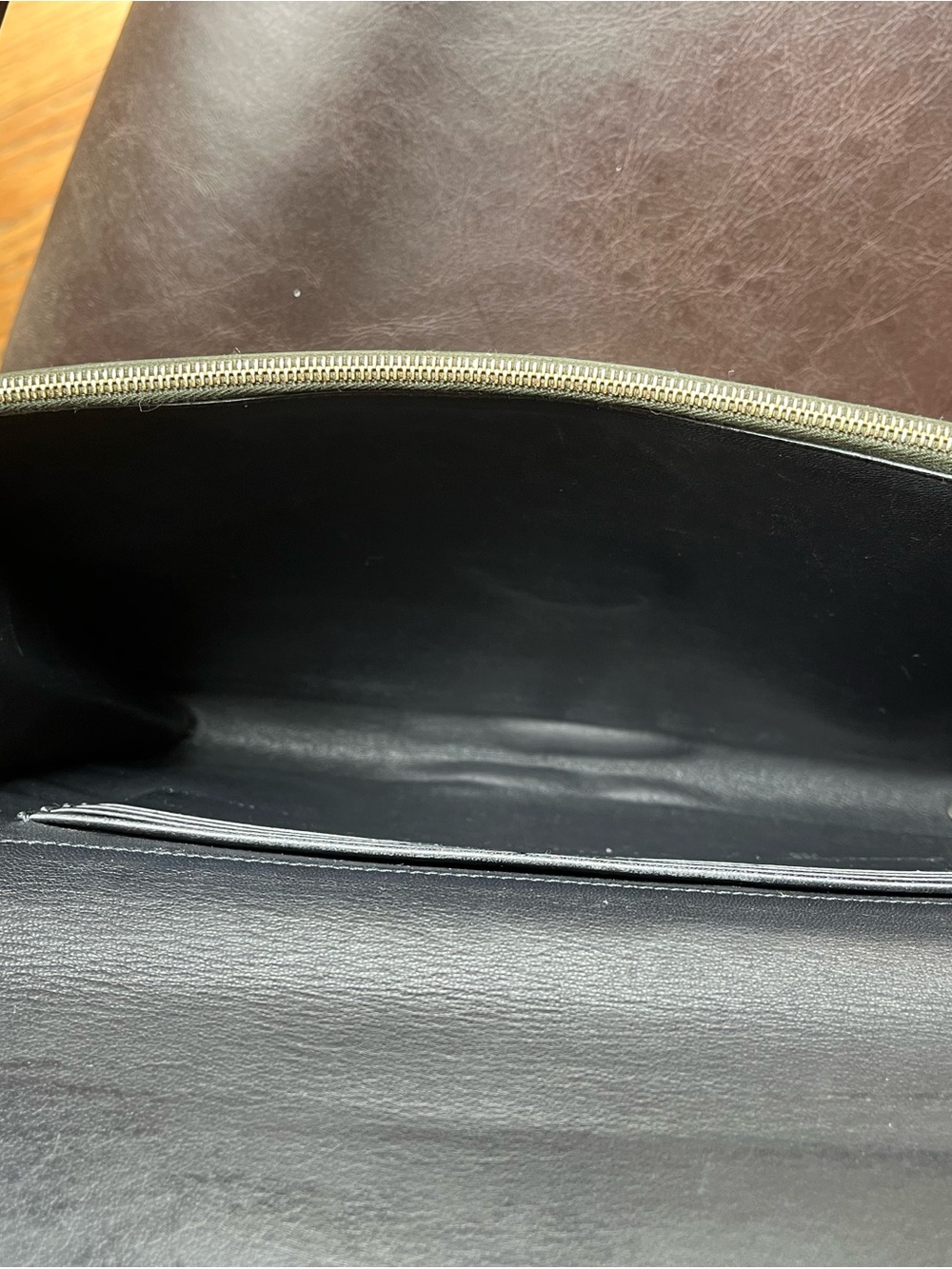Celine Green Leather Clutch with Gold Button - Picture 8 of 13